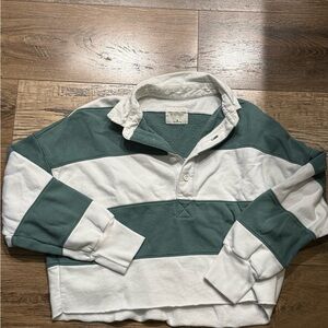 Abercrombie & Fitch Soft Collection Green and White Rugby Shirt Crop M